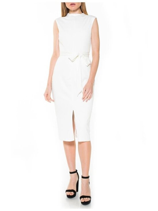 Alexia Admor Dresses & Skirts - 🆕ALEXIA ADMOR Mock Neck Belted Sheath Dress Ivory Cream 8